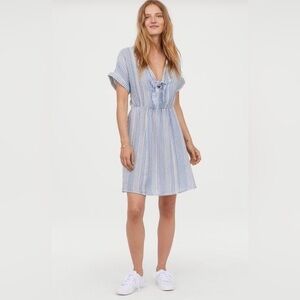 ☀️H&M Blue Stripe Casual Lightweight Dress Sz 2